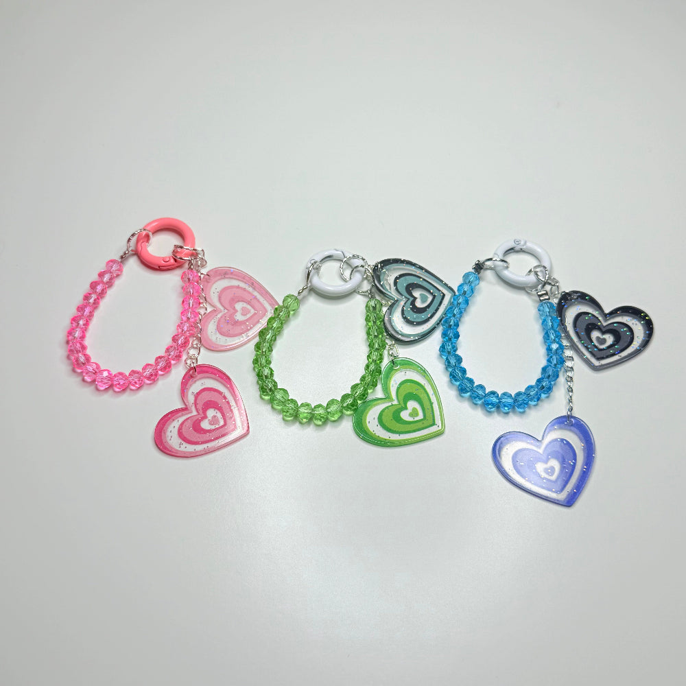 heart loop phone charm keychain