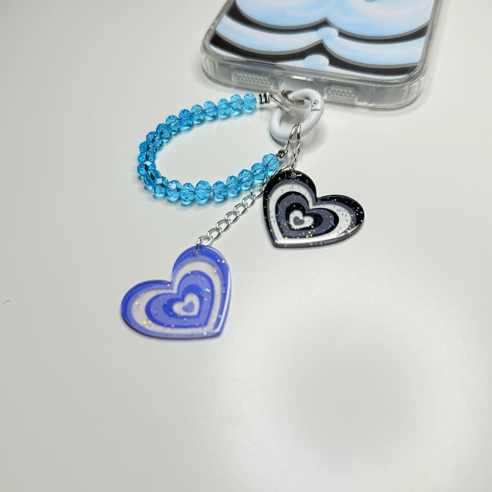 heart loop phone charm keychain