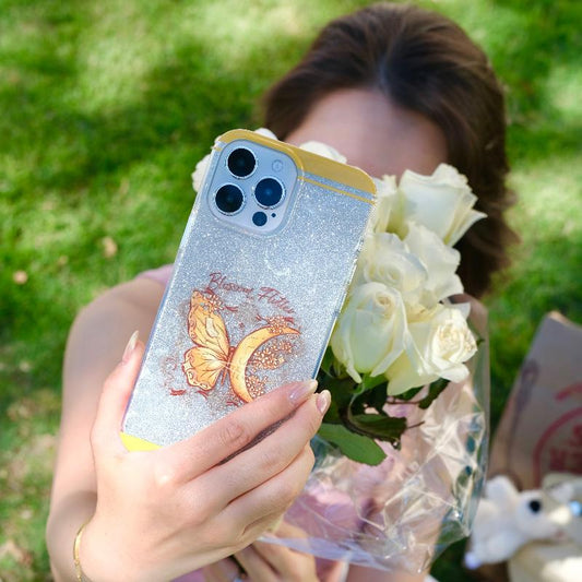 iPhone case with sparkly butterflies