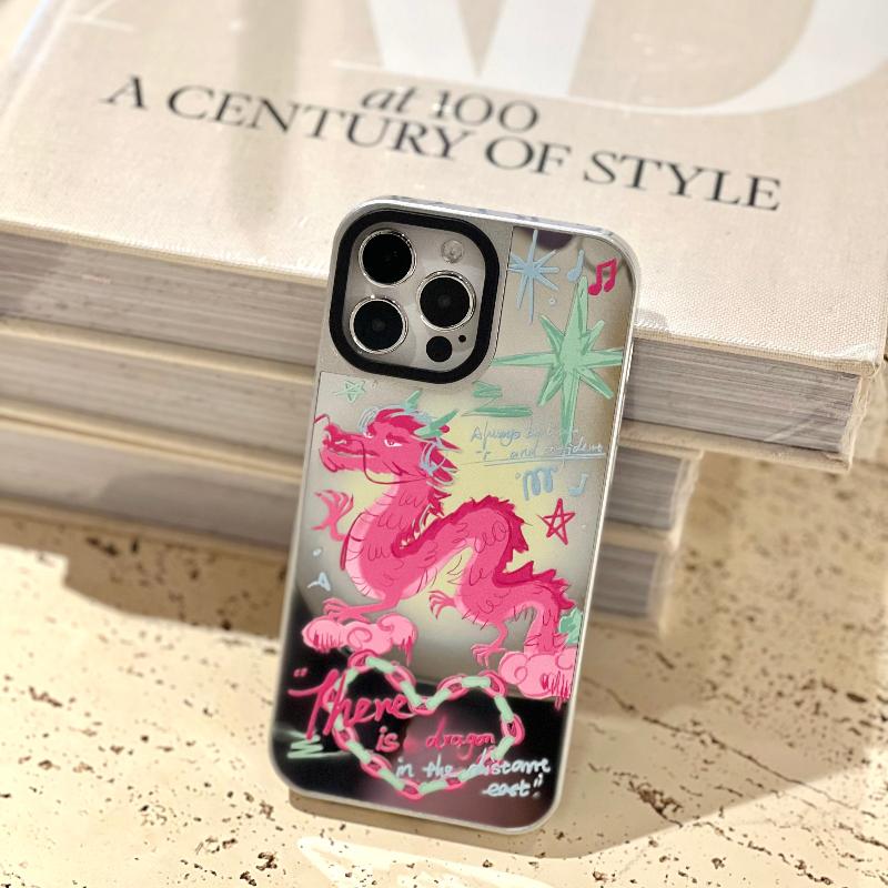 pink mirror dragon iphone case