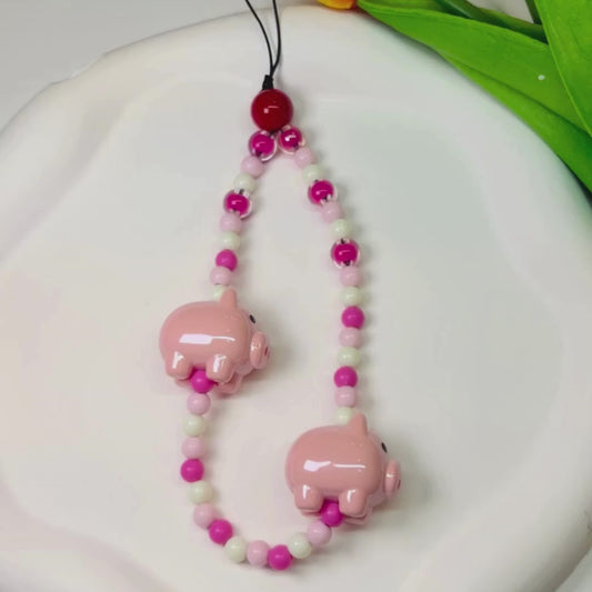 Cute Pink Piggy Phone Charm 