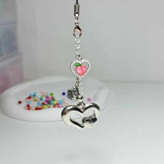 silver heart phone charm