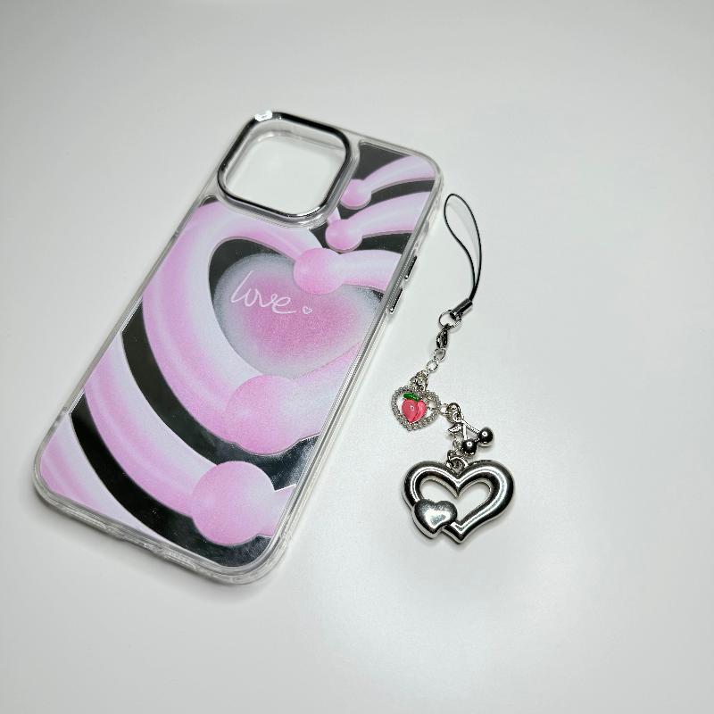 silver heart phone charm