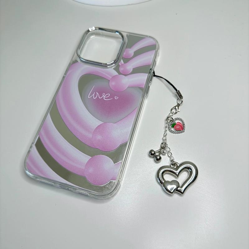 silver heart phone charm