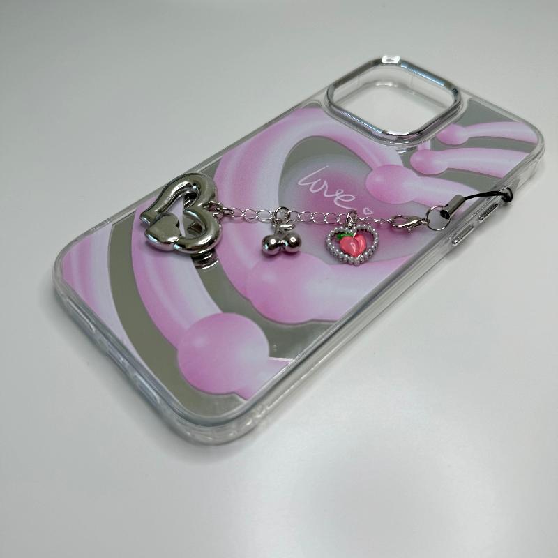 silver heart phone charm