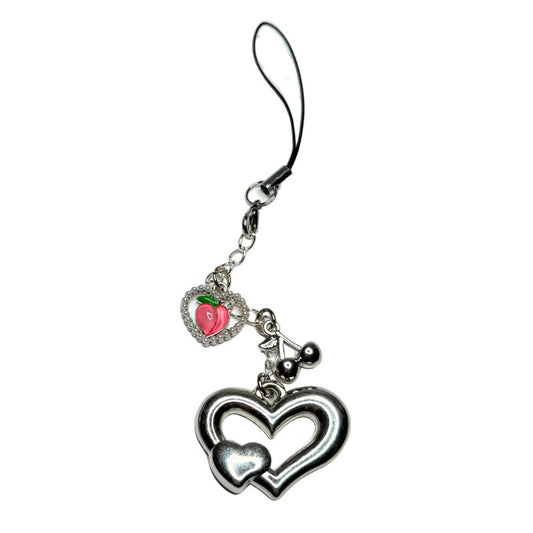 silver heart phone charm