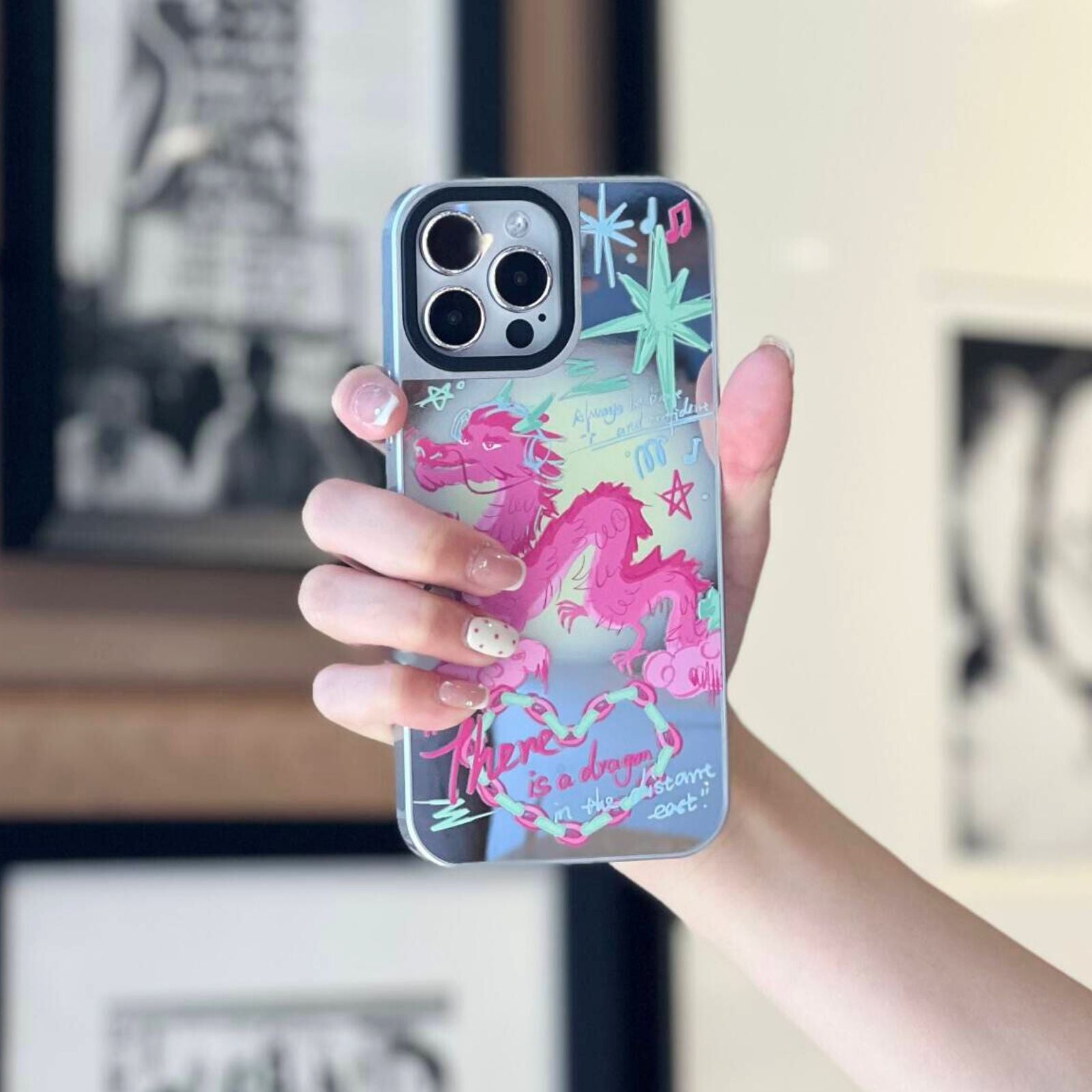 Pink Dragon Mirror iPhone Case | Cute trending phone case option Case not Cake Pink Dragon Mirror iPhone Case | Cute trending phone case option Case not Cake