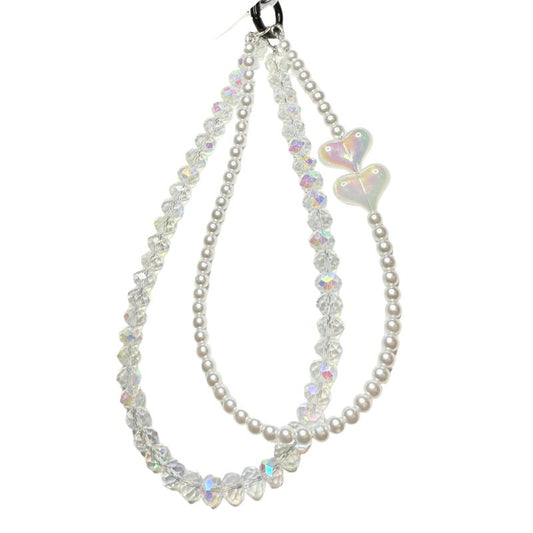 Clear Crystal Heart Phone Charm